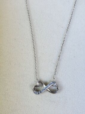 Sterling Silver Infinity Heart Necklace with Clear Stones